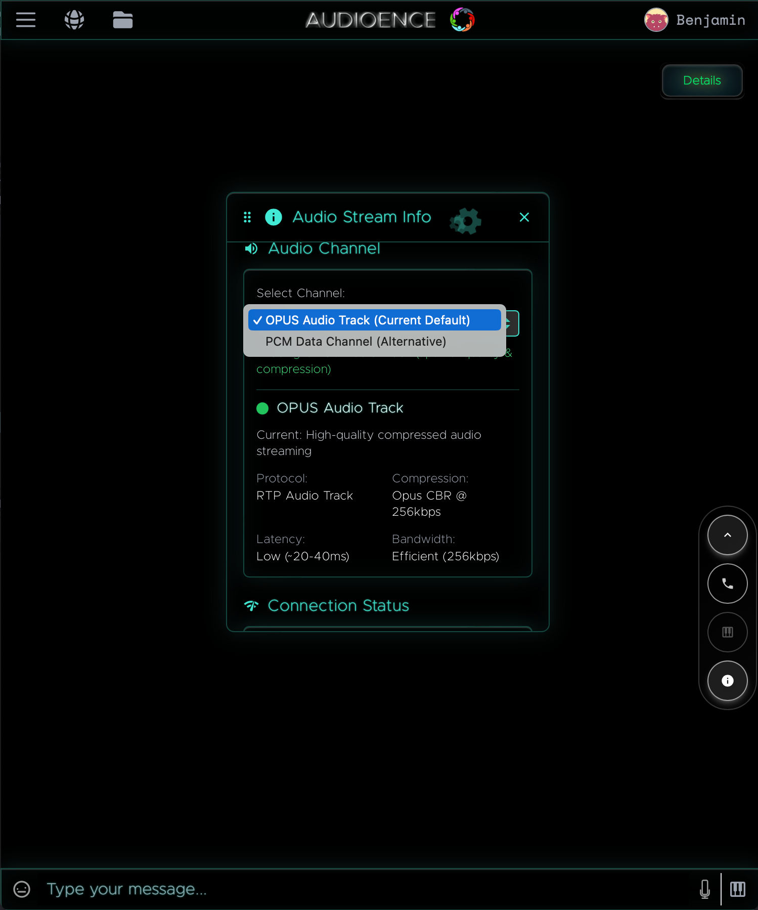 Audio Quality Settings Interface