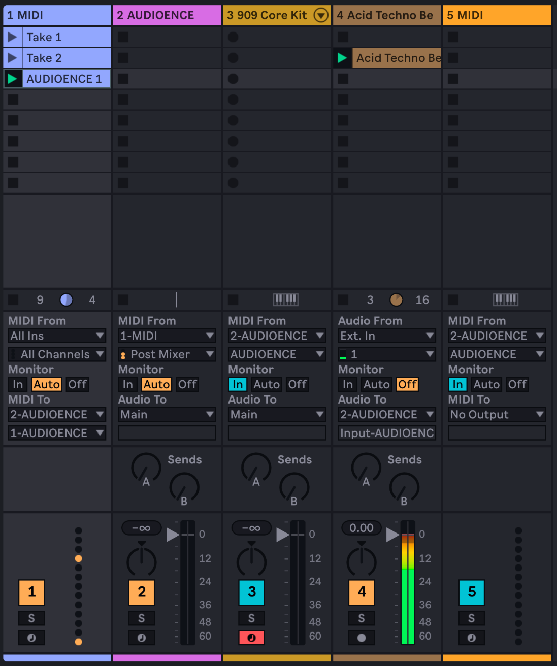 AUDIOENCE Audio & MIDI Routing Diagram